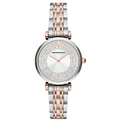 Giorgio Armani Montre pour femmes, 32mm Mouvement à deux aiguilles Quartz avec bracelet en acier inoxydable bicolore Giorgio Armani Montre pour femmes, 32mm Mouvement à deux aiguilles Quartz avec bracelet en acier inoxydable bicolore