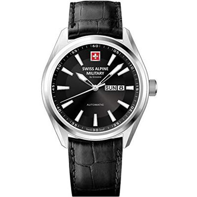 Alpine by Grovana 7090.2537SAM ETA 2836-2 Montre pour homme avec bracelet en cuir saphir automatique 10 ATM, Sangles Alpine by Grovana 7090.2537SAM ETA 2836-2 Montre pour homme avec bracelet en cuir saphir automatique 10 ATM, Sangles