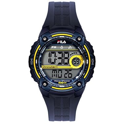 FILA CTIVE 38-095-002 Montre-bracelet Horloge Digitale à quartz numérique unisexe en plastique Bleu/jaune, sangle FILA CTIVE 38-095-002 Montre-bracelet Horloge Digitale à quartz numérique unisexe en plastique Bleu/jaune, sangle