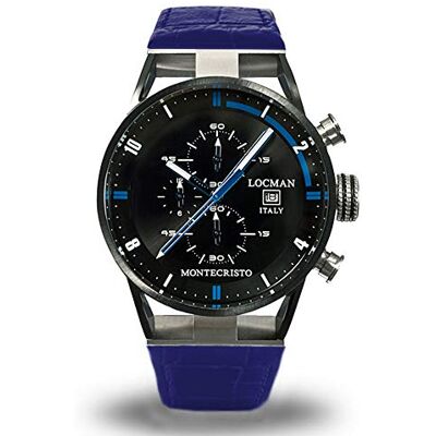 Locman Montre chronographe Homme Montecristo Bleu, bracelet Locman Montre chronographe Homme Montecristo Bleu, bracelet