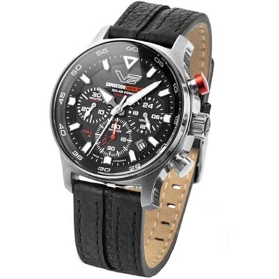 Vostok Europe Expedition South Pole 592A761 Montre solaire pour homme avec chronographe, bracelet en cuir, 20 ATM, date, bracelet Vostok Europe Expedition South Pole 592A761 Montre solaire pour homme avec chronographe, bracelet en cuir, 20 ATM, date, bracelet