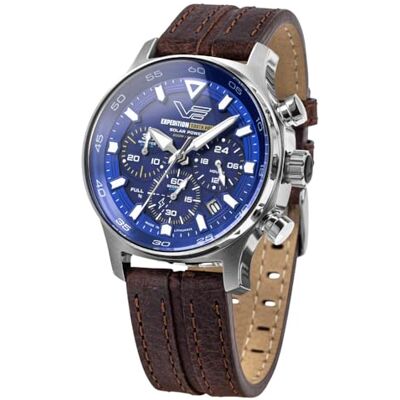 Vostok Europe Montre Chronographe Solar Expedition South Pole VR42-592A762 pour Homme Marron/Bleu, Argenté, Moderne Vostok Europe Montre Chronographe Solar Expedition South Pole VR42-592A762 pour Homme Marron/Bleu, Argenté, Moderne