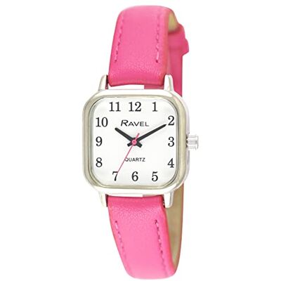 Ravel Montre carrée Brighter Days argentée pour femme Quartz analogique R0141, rose fuchsia, Sangle Ravel Montre carrée Brighter Days argentée pour femme Quartz analogique R0141, rose fuchsia, Sangle