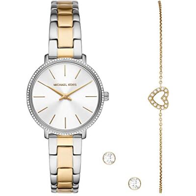 Michael Kors Montre Pyper pour femme, mouvement à quartz à deux aiguilles avec bracelet en acier inoxydable, PVC ou cuir Michael Kors Montre Pyper pour femme, mouvement à quartz à deux aiguilles avec bracelet en acier inoxydable, PVC ou cuir