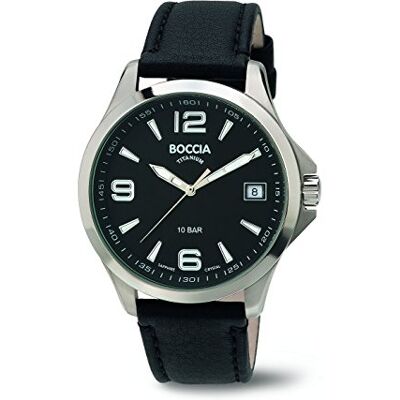 Boccia 3591-01 Montre Homme Quartz Analogique Aiguilles Lumineuses Bracelet Cuir Noir Boccia 3591-01 Montre Homme Quartz Analogique Aiguilles Lumineuses Bracelet Cuir Noir