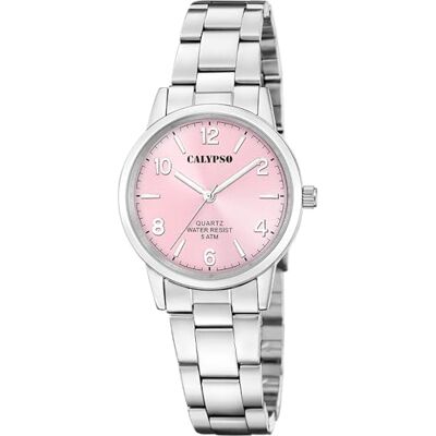Calypso Montre pour Femme K5859/5 Basic Boîtier en Acier Inoxydable Gris Bracelet en Acier Inoxydable Gris, Rose Calypso Montre pour Femme K5859/5 Basic Boîtier en Acier Inoxydable Gris Bracelet en Acier Inoxydable Gris, Rose