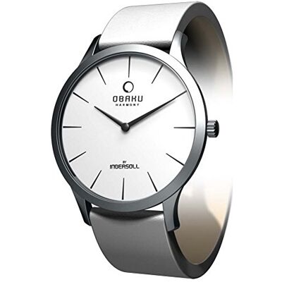 Ingersoll Obaku Harmony V112L CIRW Montre Femme Quartz Analogique Bracelet Cuir Blanc Ingersoll Obaku Harmony V112L CIRW Montre Femme Quartz Analogique Bracelet Cuir Blanc