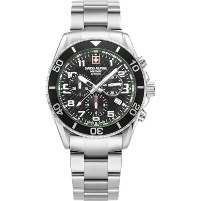 Alpine Montre chronographe à quartz analogique pour homme 7029.9 en acier inoxydable, Acier/acier/Sw-vert 9134sam, Bracelet Alpine Montre chronographe à quartz analogique pour homme 7029.9 en acier inoxydable, Acier/acier/Sw-vert 9134sam, Bracelet