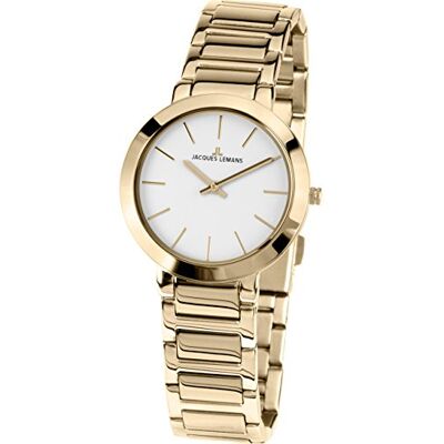 JACQUES LEMANS Milano 1-1842.1E Montre pour femme avec bracelet en métal massif en acier inoxydable ip-doré, Bracelet JACQUES LEMANS Milano 1-1842.1E Montre pour femme avec bracelet en métal massif en acier inoxydable ip-doré, Bracelet