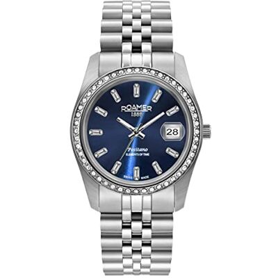 Roamer Positano 853858 Montre analogique à quartz pour femme, Argenté/bleu 853858 41 49 20, Bracelet Roamer Positano 853858 Montre analogique à quartz pour femme, Argenté/bleu 853858 41 49 20, Bracelet
