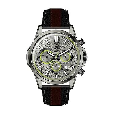 Lee Cooper Montre à quartz analogique pour homme avec bracelet en cuir LC07493.061, Noir, 10x8x10cm, Sangle Lee Cooper Montre à quartz analogique pour homme avec bracelet en cuir LC07493.061, Noir, 10x8x10cm, Sangle