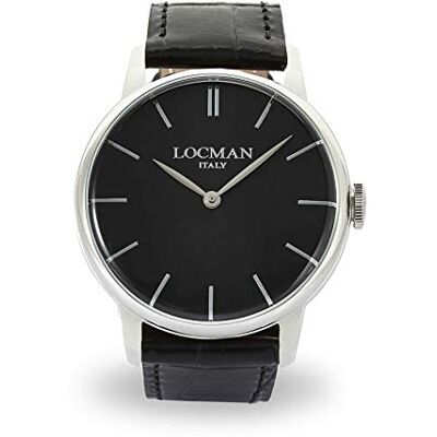 Locman Montre 1960 SOLO TEMPO 0251V01-00BKNKPK à quartz (batterie) Acier Quandant Noir Bracelet Cuir, Bijouterie Locman Montre 1960 SOLO TEMPO 0251V01-00BKNKPK à quartz (batterie) Acier Quandant Noir Bracelet Cuir, Bijouterie