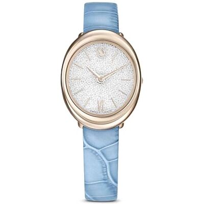 Swarovski Montre Imber, Fabriqué en Suisse, Bracelet en cuir, Bleues, Finition champagne doré Swarovski Montre Imber, Fabriqué en Suisse, Bracelet en cuir, Bleues, Finition champagne doré