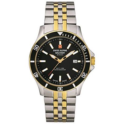 Alpine 7022.1 Montre à quartz analogique pour homme en acier inoxydable, Bicolore/noir/1147sam, Bracelet Alpine 7022.1 Montre à quartz analogique pour homme en acier inoxydable, Bicolore/noir/1147sam, Bracelet
