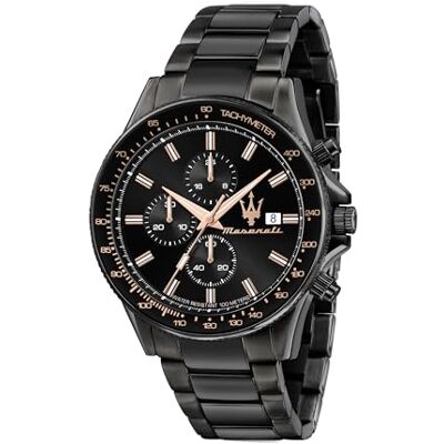 Maserati SFIDA R8873640011 Montre pour homme, chronographe, à quartz, Noir, 44mm, Bracelet Maserati SFIDA R8873640011 Montre pour homme, chronographe, à quartz, Noir, 44mm, Bracelet