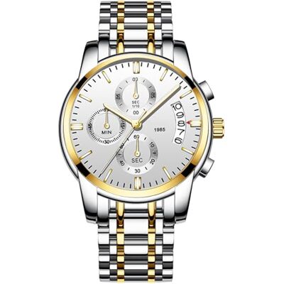 RORIOS Montre Homme Quartz Analogique Montre Lumineux Chronographe Montres avec Calendrie Acier Inoxydable Sangle Cadran Classique Montre Homme, Argent A, bracelet RORIOS Montre Homme Quartz Analogique Montre Lumineux Chronographe Montres avec Calendrie Acier Inoxydable Sangle Cadran Classique Montre Homme, Argent A, bracelet