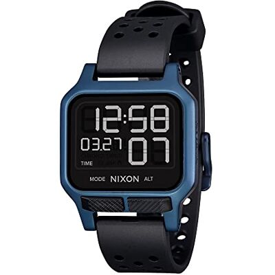 NIXON Heat A1320 Montre de Sport Numérique Ultra-Mince pour Homme (38mm Visage, 20mm Bande PU/Caoutchouc/Silicone), Noir/Bleu, OSFM, sangle NIXON Heat A1320 Montre de Sport Numérique Ultra-Mince pour Homme (38mm Visage, 20mm Bande PU/Caoutchouc/Silicone), Noir/Bleu, OSFM, sangle
