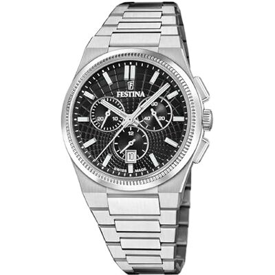 Festina Montre pour Homme F20059/4 Swiss Made Classics Boîtier en Acier Inoxydable Gris Bracelet en Acier Inoxydable Gris, Noir Festina Montre pour Homme F20059/4 Swiss Made Classics Boîtier en Acier Inoxydable Gris Bracelet en Acier Inoxydable Gris, Noir