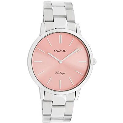 Oozoo Montre vintage pour femme avec bracelet à maillons en acier inoxydable 38 mm Rose/argenté C20028, Argenté/rose, mittel, Bracelet Oozoo Montre vintage pour femme avec bracelet à maillons en acier inoxydable 38 mm Rose/argenté C20028, Argenté/rose, mittel, Bracelet