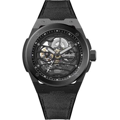 Ingersoll Montre Automatique The Springfield pour Homme Boîtier 48 mm, Cadran Squelette Noir, Bracelet en Caoutchouc PU/Alcantara Noir Ingersoll Montre Automatique The Springfield pour Homme Boîtier 48 mm, Cadran Squelette Noir, Bracelet en Caoutchouc PU/Alcantara Noir