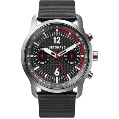 DeTomaso SORPASSO Tide Ocean Material® Montre chronographe à quartz analogique pour homme Argenté Carbone Argent Bracelet noir, argenté, bracelet DeTomaso SORPASSO Tide Ocean Material® Montre chronographe à quartz analogique pour homme Argenté Carbone Argent Bracelet noir, argenté, bracelet