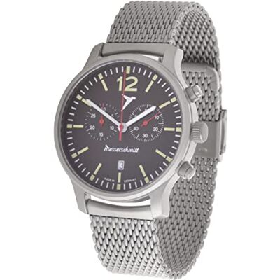 Messerschmitt Montre chronographe pour homme avec bracelet milanais ME5021-42M, Bracelet Messerschmitt Montre chronographe pour homme avec bracelet milanais ME5021-42M, Bracelet