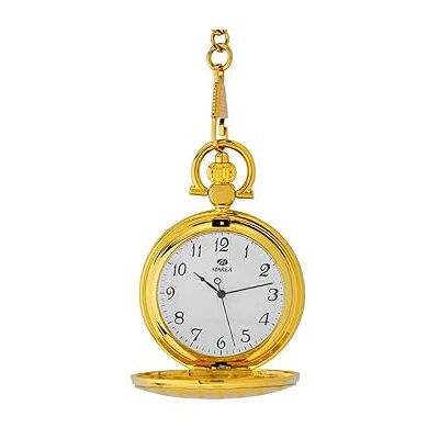Marea Montre de poche B41421/2 unisexe dorée Métal, 47 mm, analogique, cadran blanc avec chiffres latins, motif sur couvercle et chaîne Marea Montre de poche B41421/2 unisexe dorée Métal, 47 mm, analogique, cadran blanc avec chiffres latins, motif sur couvercle et chaîne