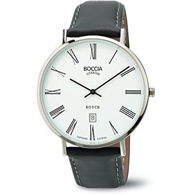 Boccia 3589-03 Montre Homme Quartz Analogique Bracelet Cuir Gris, Blanc/Gris, sangle Boccia 3589-03 Montre Homme Quartz Analogique Bracelet Cuir Gris, Blanc/Gris, sangle