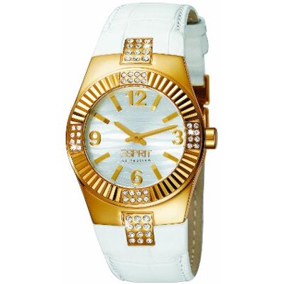 ESPRIT EL900302007 Montre à quartz analogique pour femme avec bracelet en cuir, blanc/argenté, Bracelet ESPRIT EL900302007 Montre à quartz analogique pour femme avec bracelet en cuir, blanc/argenté, Bracelet