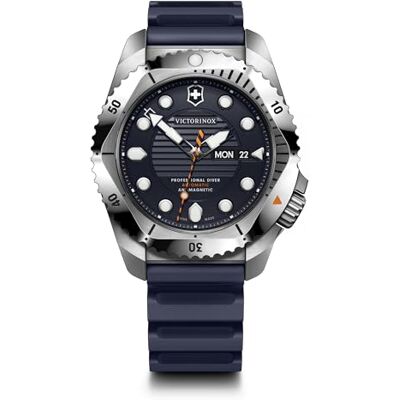 Victorinox Montre Homme Dive Pro Automatic Ø 43 mm, Swiss Made, Automatique, Étanche jusqu’à 300 m, Verre Saphir, Bracelet Caoutchouc, Bleu Victorinox Montre Homme Dive Pro Automatic Ø 43 mm, Swiss Made, Automatique, Étanche jusqu’à 300 m, Verre Saphir, Bracelet Caoutchouc, Bleu