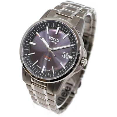 Boccia Montre à quartz analogique pour homme avec bracelet en titane 3643-04, argent/noir, Bracelet Boccia Montre à quartz analogique pour homme avec bracelet en titane 3643-04, argent/noir, Bracelet