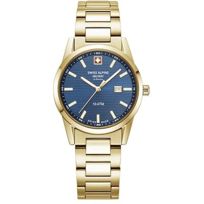 Alpine Montre analogique à quartz pour femme 77767.1 en acier inoxydable, Or/Or/Bleu-1115sam, Bracelet Alpine Montre analogique à quartz pour femme 77767.1 en acier inoxydable, Or/Or/Bleu-1115sam, Bracelet
