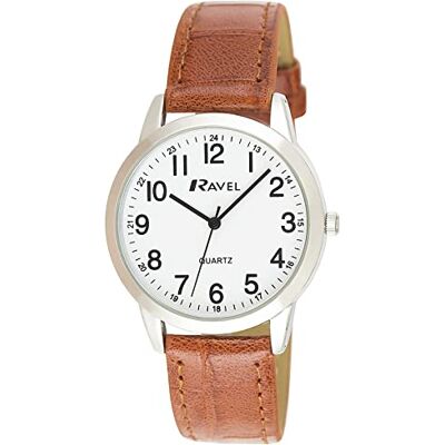 Ravel Montre à quartz unisexe pour tous les jours avec affichage des minutes pointillés Ravel Montre à quartz unisexe pour tous les jours avec affichage des minutes pointillés