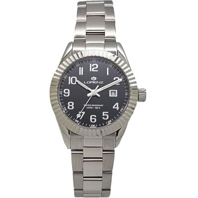 Lorenz Montre de sport pour femme 028192BB Montre à quartz avec chiffres arabes Bracelet en acier, argent, Moderne Lorenz Montre de sport pour femme 028192BB Montre à quartz avec chiffres arabes Bracelet en acier, argent, Moderne