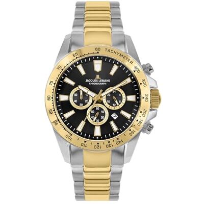 JACQUES LEMANS Montre analogique pour homme à quartz avec bracelet en acier inoxydable mid-39577, multicolore, bracelet JACQUES LEMANS Montre analogique pour homme à quartz avec bracelet en acier inoxydable mid-39577, multicolore, bracelet