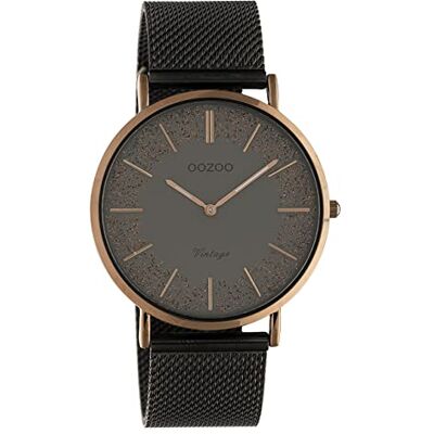 Oozoo Montre plate vintage pour femme avec bracelet en acier inoxydable milanaise en métal pailleté avec éléments scintillants au cadran 40 mm, C20139 – Rose foncé/gris foncé/gris, groß, Bracelet Oozoo Montre plate vintage pour femme avec bracelet en acier inoxydable milanaise en métal pailleté avec éléments scintillants au cadran 40 mm, C20139 – Rose foncé/gris foncé/gris, groß, Bracelet