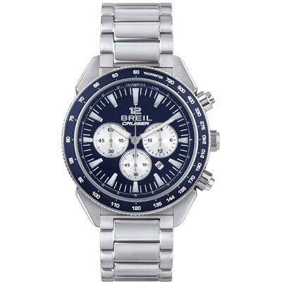 BREIL Montre Collection Cruiser Mouvement Chrono Quartz et Bracelet Acier pour Homme, Bleu, Taille Unique, bracelet BREIL Montre Collection Cruiser Mouvement Chrono Quartz et Bracelet Acier pour Homme, Bleu, Taille Unique, bracelet