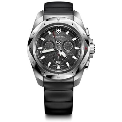 Victorinox Montre Homme I.N.O.X. Chrono Ø 43 mm, Swiss Made, Quartz Analogique, Étanche jusqu’à 200 m, Bracelet Caoutchouc, Noir Victorinox Montre Homme I.N.O.X. Chrono Ø 43 mm, Swiss Made, Quartz Analogique, Étanche jusqu’à 200 m, Bracelet Caoutchouc, Noir