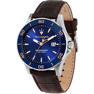 Maserati Competizione R8851100004 Montre à quartz pour homme, heure, date, marron, 43mm, Sangle Maserati Competizione R8851100004 Montre à quartz pour homme, heure, date, marron, 43mm, Sangle