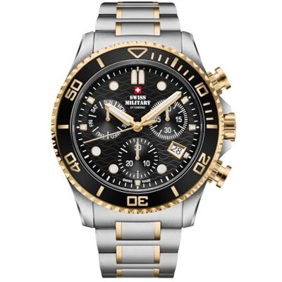 Swiss Military by Chrono SM34101.03 Montre chronographe à quartz pour homme avec bracelet en acier inoxydable Argenté/doré, Bracelet Swiss Military by Chrono SM34101.03 Montre chronographe à quartz pour homme avec bracelet en acier inoxydable Argenté/doré, Bracelet