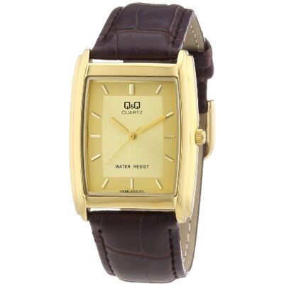 Q&Q VG30J100Y Montre Mixte Quartz Analogique Bracelet Cuir Marron, Doré/Marron, sangle Q&Q VG30J100Y Montre Mixte Quartz Analogique Bracelet Cuir Marron, Doré/Marron, sangle