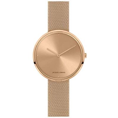 JACQUES LEMANS Montre pour femme Design Collection 1-2056, Bracelet en métal rose, cadran rose, Bracelet JACQUES LEMANS Montre pour femme Design Collection 1-2056, Bracelet en métal rose, cadran rose, Bracelet
