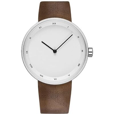 INGRAX Montres Montre Hommes Nouveau Simple Hommes Montres à Quartz en Cuir étanche Montres-Bracelets pour Hommes Mode 2022, White Brown 521, sangle INGRAX Montres Montre Hommes Nouveau Simple Hommes Montres à Quartz en Cuir étanche Montres-Bracelets pour Hommes Mode 2022, White Brown 521, sangle