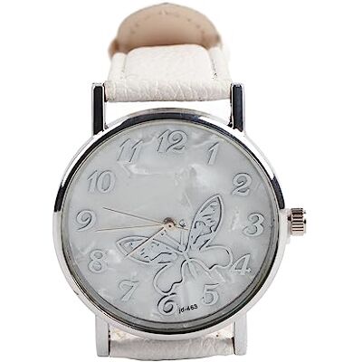 Sonew Femmes Quartz Montre Femme Analogique Ronde Montres PU Cuir Bracelet Mode Simple Papillon Conception Montre-Bracelet(Blanc) Sonew Femmes Quartz Montre Femme Analogique Ronde Montres PU Cuir Bracelet Mode Simple Papillon Conception Montre-Bracelet(Blanc)