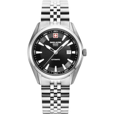 Alpine montre-bracelet automatique 7091.2 en acier inoxydable pour homme, Argent/noir, Bracelet Alpine montre-bracelet automatique 7091.2 en acier inoxydable pour homme, Argent/noir, Bracelet