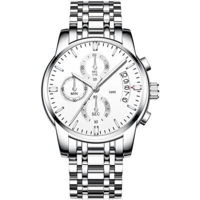 RORIOS Montre Homme Quartz Analogique Montre Lumineux Chronographe Montres avec Calendrie Acier Inoxydable Sangle Cadran Classique Montre Homme, Argent C, bracelet RORIOS Montre Homme Quartz Analogique Montre Lumineux Chronographe Montres avec Calendrie Acier Inoxydable Sangle Cadran Classique Montre Homme, Argent C, bracelet