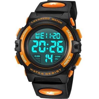 BEN NEVIS Montre Enfant Garçon Adolescent Digitale Outdoor Sport Multifonction Étanche LED Lumière Alarme Calendrier Date avec Bande de Silicone, 16-orange, sangle BEN NEVIS Montre Enfant Garçon Adolescent Digitale Outdoor Sport Multifonction Étanche LED Lumière Alarme Calendrier Date avec Bande de Silicone, 16-orange, sangle