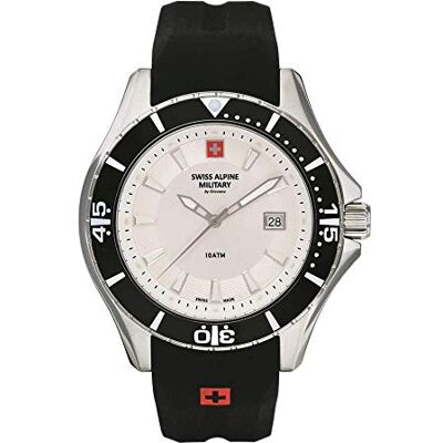 Alpine 7040 Montre analogique à quartz en silicone pour homme, Acier/noir/argent 1832sam Alpine 7040 Montre analogique à quartz en silicone pour homme, Acier/noir/argent 1832sam