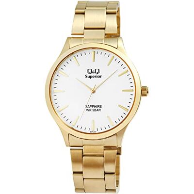 Q&Q Superior S278J201Y Montre analogique à quartz pour homme en acier inoxydable avec verre saphir 5 bars, Goldfarbig, Classique, Goldfarbig, Classique Q&Q Superior S278J201Y Montre analogique à quartz pour homme en acier inoxydable avec verre saphir 5 bars, Goldfarbig, Classique, Goldfarbig, Classique