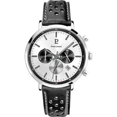 Pierre Lannier Baron Montre pour homme avec cadran argenté et bracelet en cuir noir Pierre Lannier Baron Montre pour homme avec cadran argenté et bracelet en cuir noir
